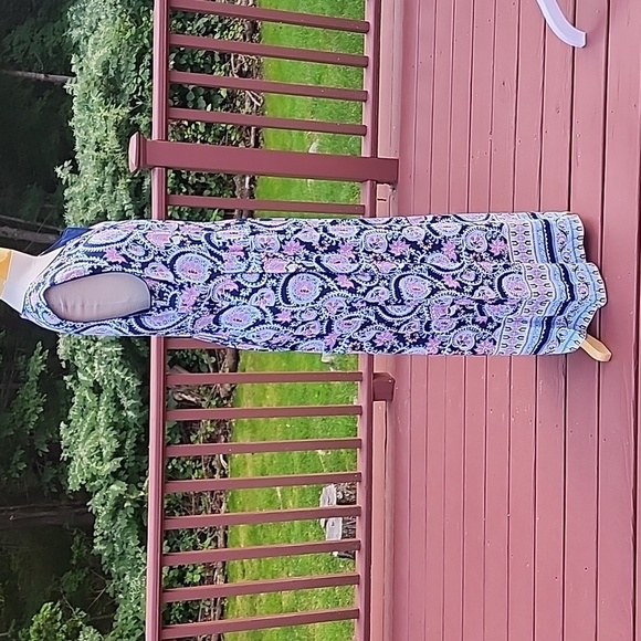 Talbots SZ 16, blue/pink multi print maxi dress. - Picture 3 of 9
